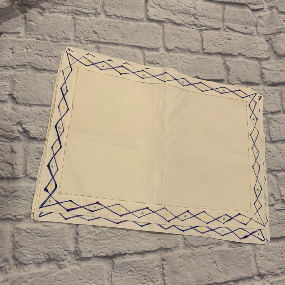 Liz Wain - Hand Painted 100% Linen Napkins - 5pc - Original/Vintage NWT